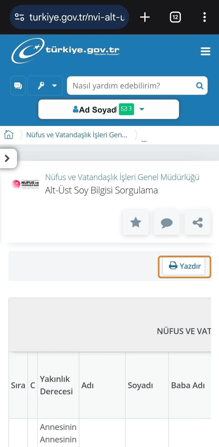 3. adım: Yazdır'a dokunun
